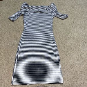 Striped Black White Off the Should dress